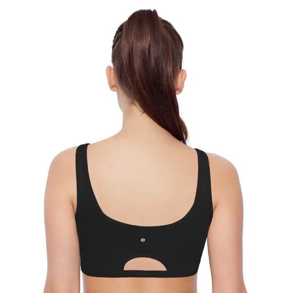 Enamor Solid Black Low Impact Sports Bra Cotton Spandex Medium - Picture 2 of 4